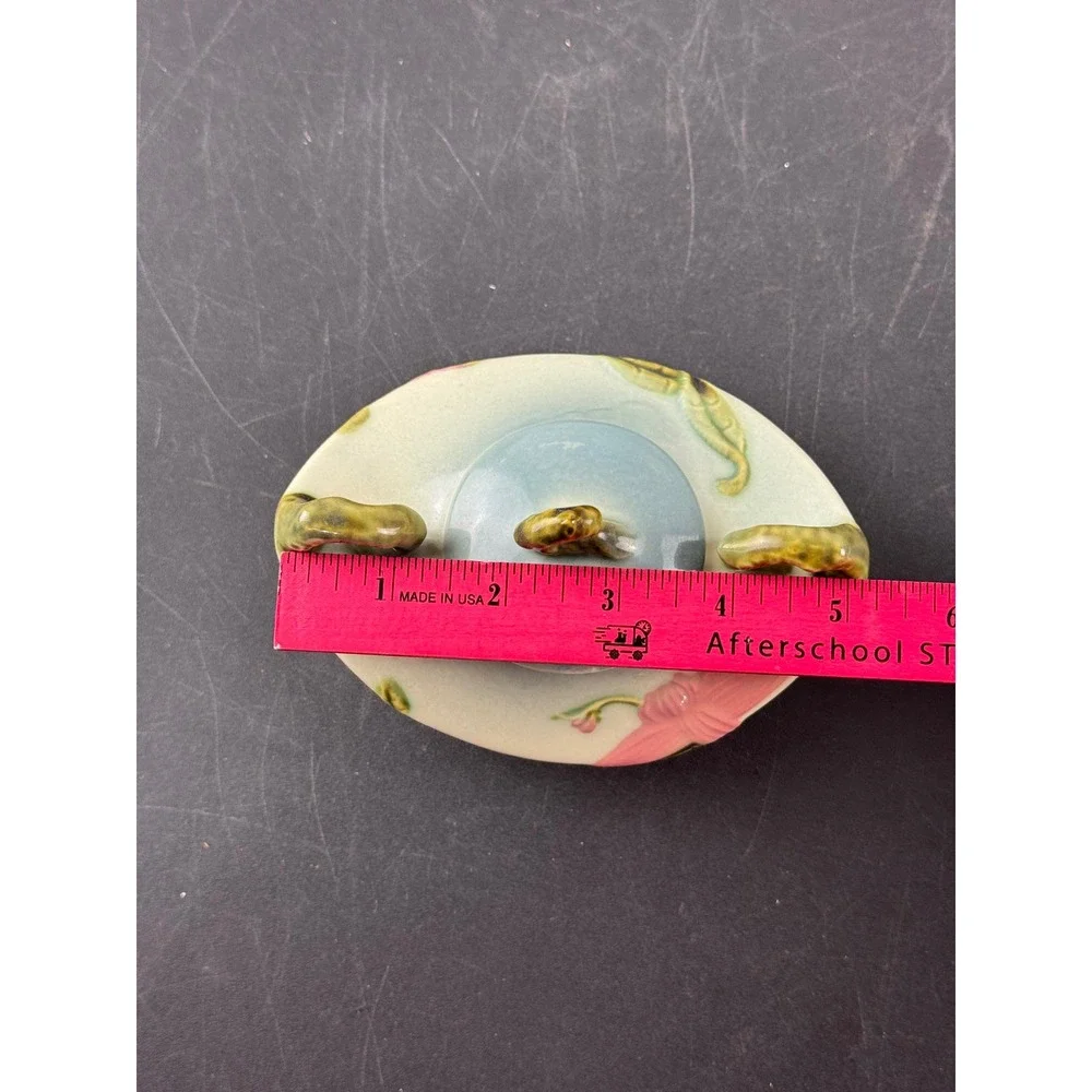 Hull Pottery Wildflower Sugar Bowl and Creamer Set W27 W28 Pink Green Vintage - Picture 10 of 14